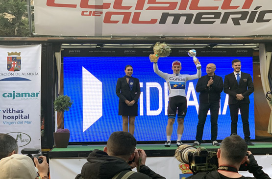 Trophy delivery after finishing the Almeria Classic