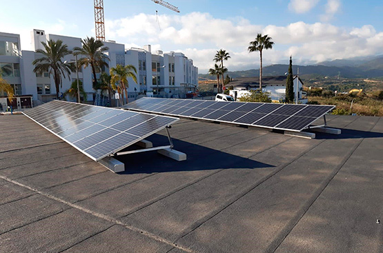 Image of the photovoltaic panels installed at Cancelada's tank