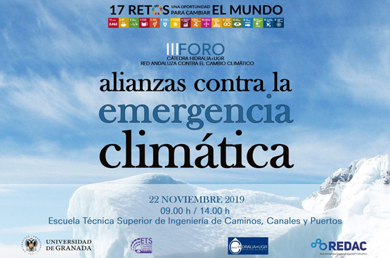 Poster of the day 'Alliances Against the Climate Emergency' organized by the Hydralia Chair+UGR