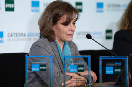 Monserrat Zamorano in her speech during the round table organized at the Aquae Awards.